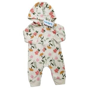 Carter's Floral Zip Front Hoodie Thermal Jumpsuit Size | 18M